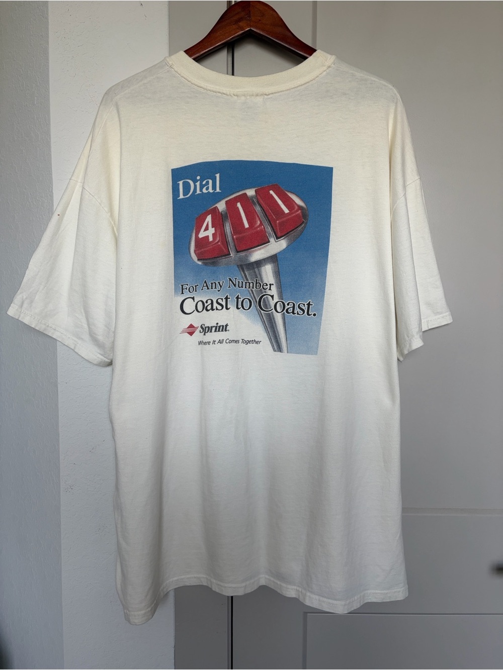 VINTAGE 90S SPRINT TELEPHONE SERVICE GRAPHIC WHITE SHORT SLEEVE TSHIRT MENS XXL